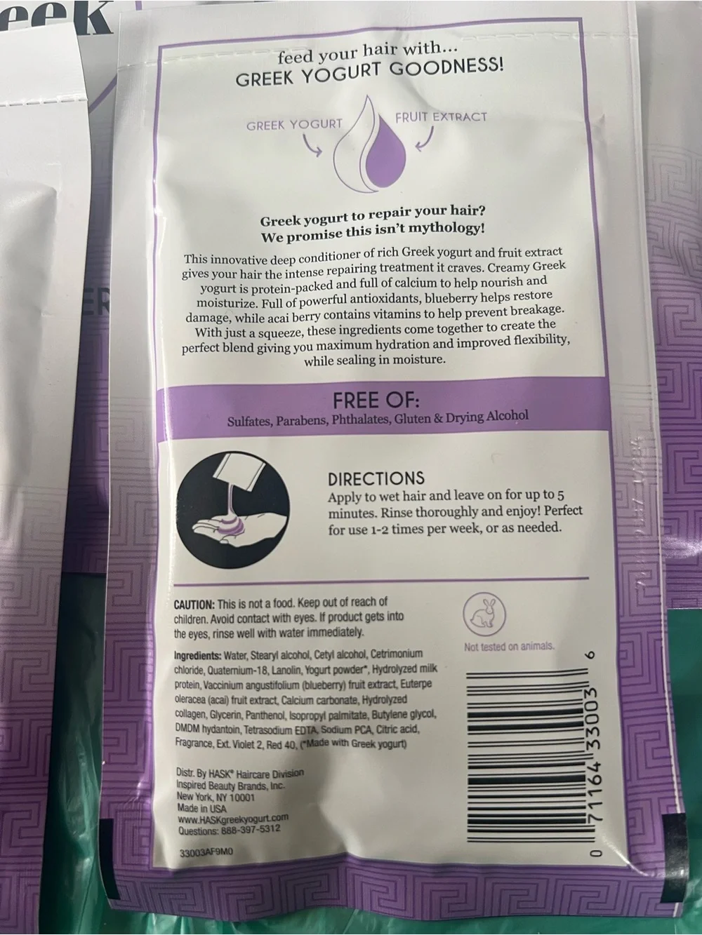 HASK 11 packets Greek Yogurt Deep Repair Conditioner Blueberry Açaí display box